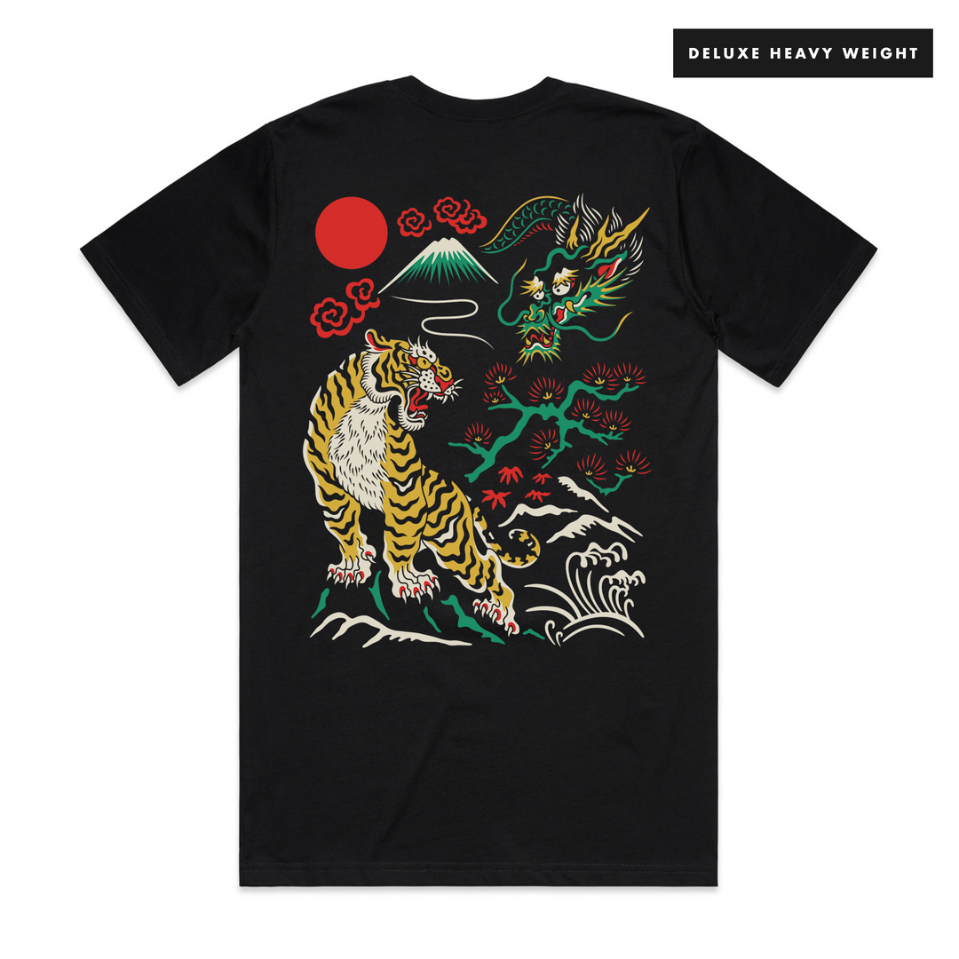 HITOSHĪ - FRONT & BACK - BLACK T-SHIRT - DELUXE HEAVY