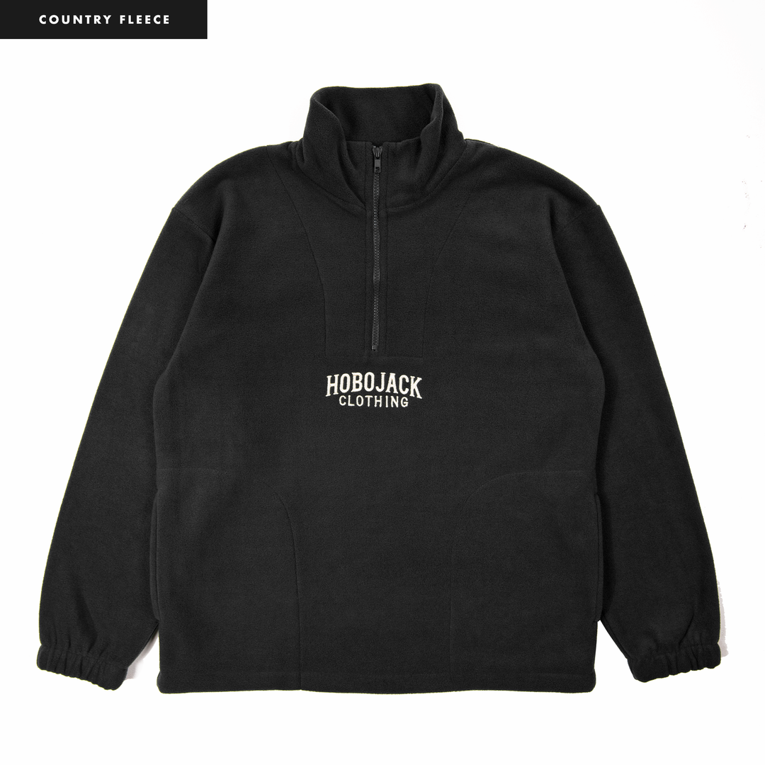 QUARTER ZIP COUNTRY FLEECE - BLACK