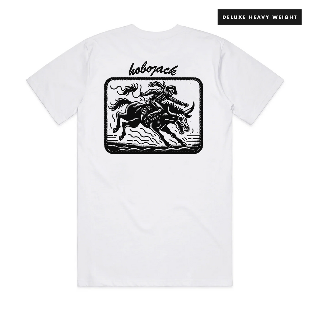 EL BRONCO - FRONT & BACK - WHITE T-SHIRT - DELUXE HEAVY