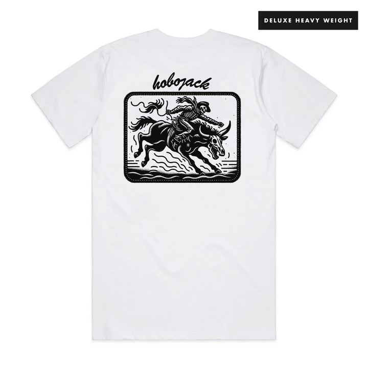 EL BRONCO - FRONT & BACK - WHITE T-SHIRT - DELUXE HEAVY