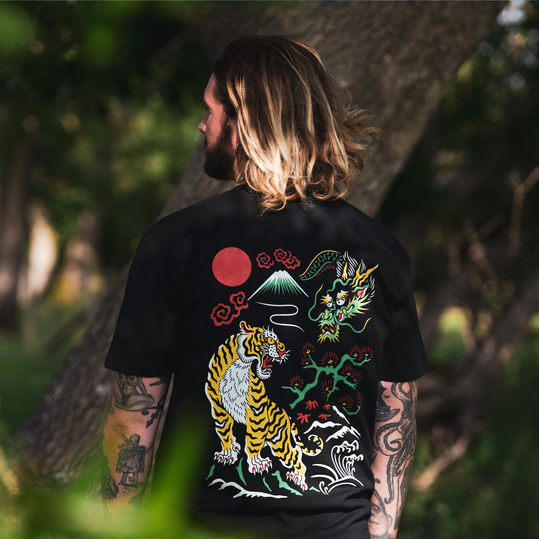 HITOSHĪ - FRONT & BACK - BLACK T-SHIRT - DELUXE HEAVY