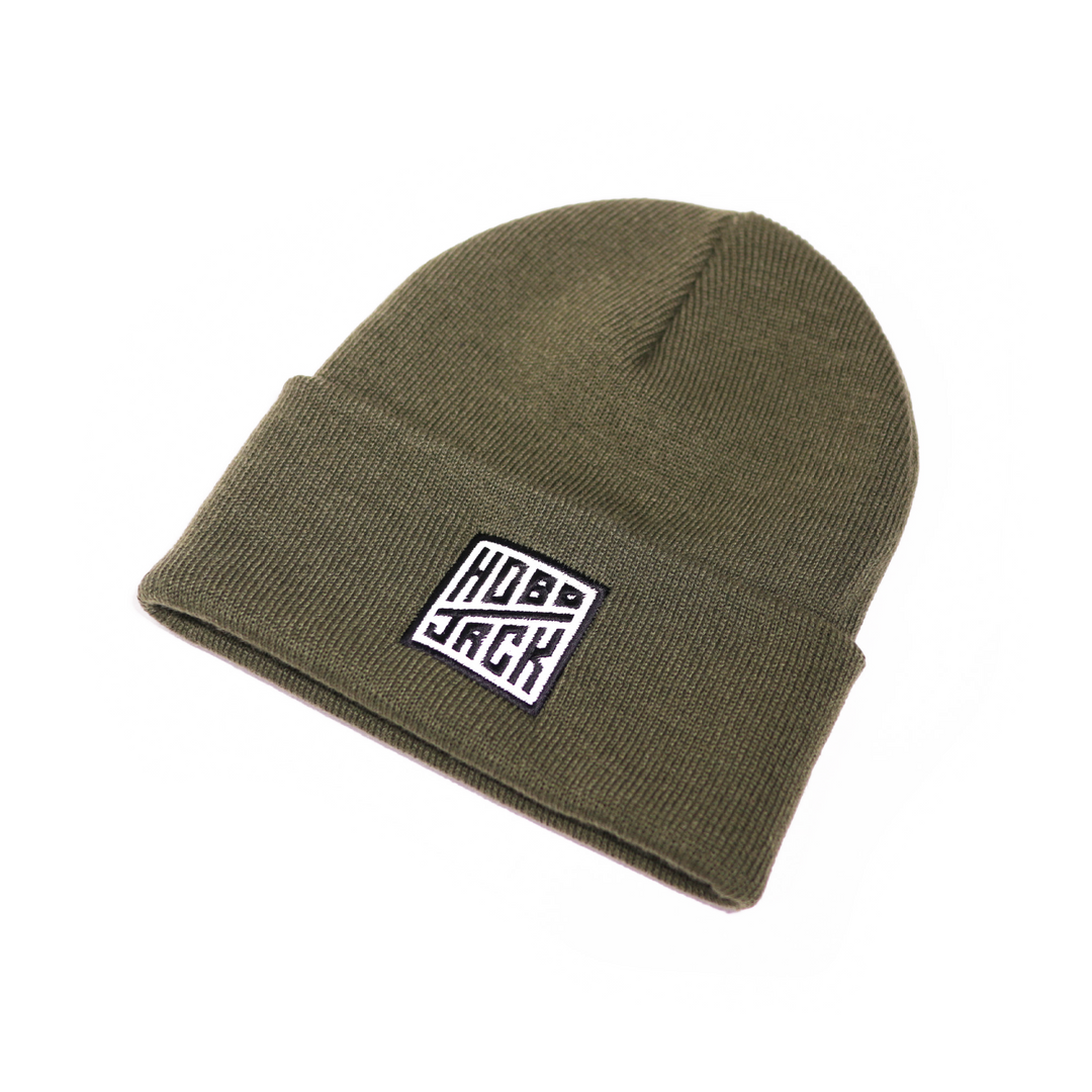 EMBROIDERED LOGO ESSENTIAL BEANIE - MILITARY