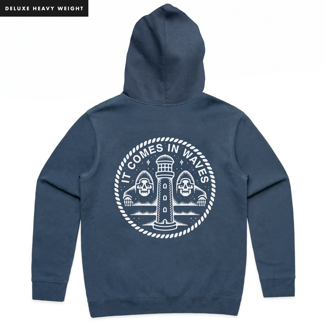 IT COMES IN WAVES - HEAVY HOODIE - PETROL