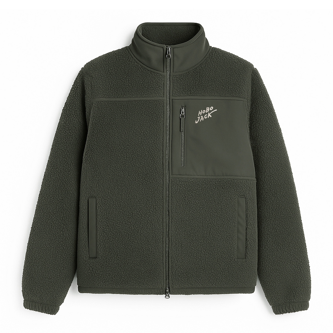SHERPA FLEECE JACKET - OLIVE