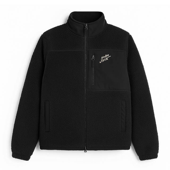 SHERPA FLEECE JACKET - BLACK