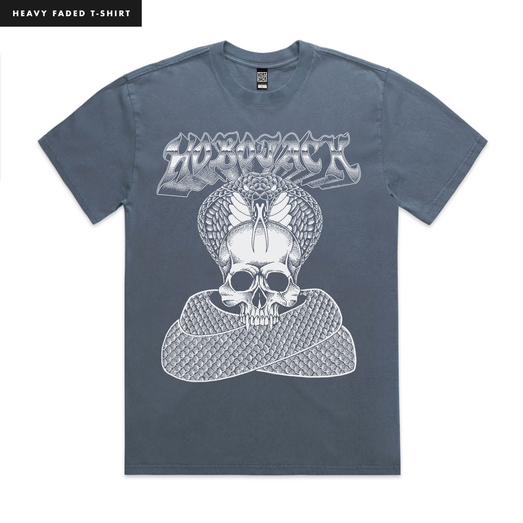SKULL CRUSHER - INDIGO HEAVY FADED BAND T-SHIRT
