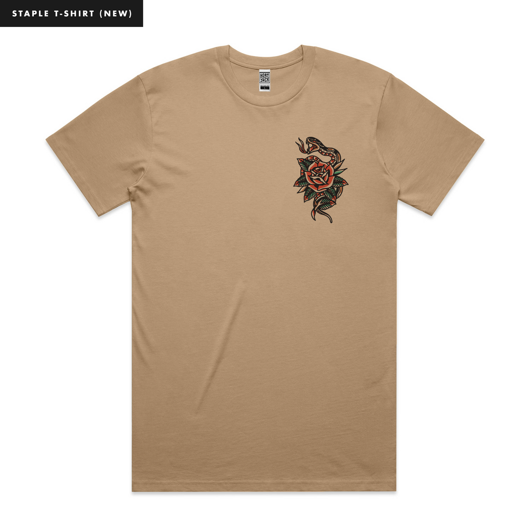 SNAKES & ROSES - KHAKI POCKET T-SHIRT - NEW STAPLE