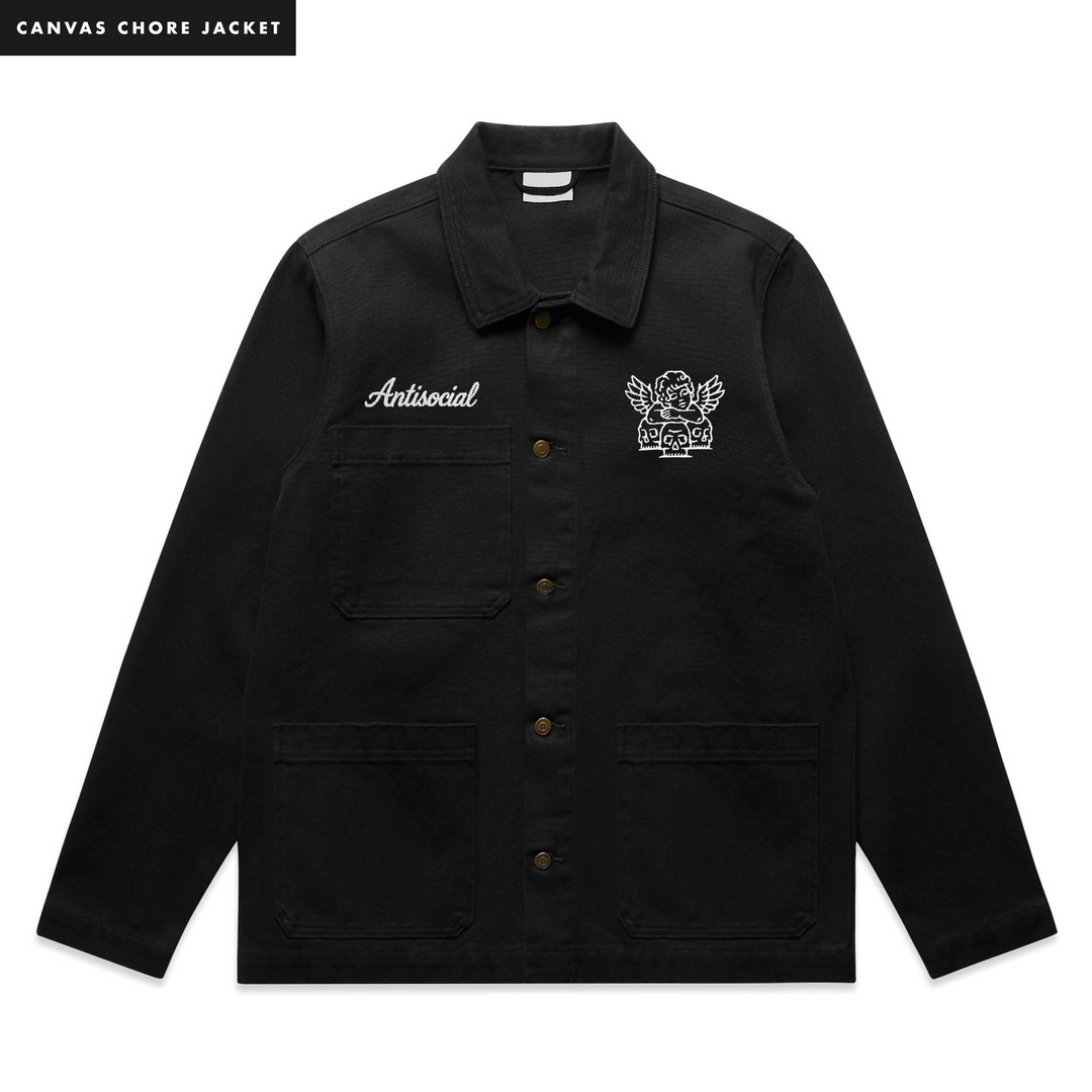 ANTISOCIAL EMBROIDERED CANVAS CHORE JACKET