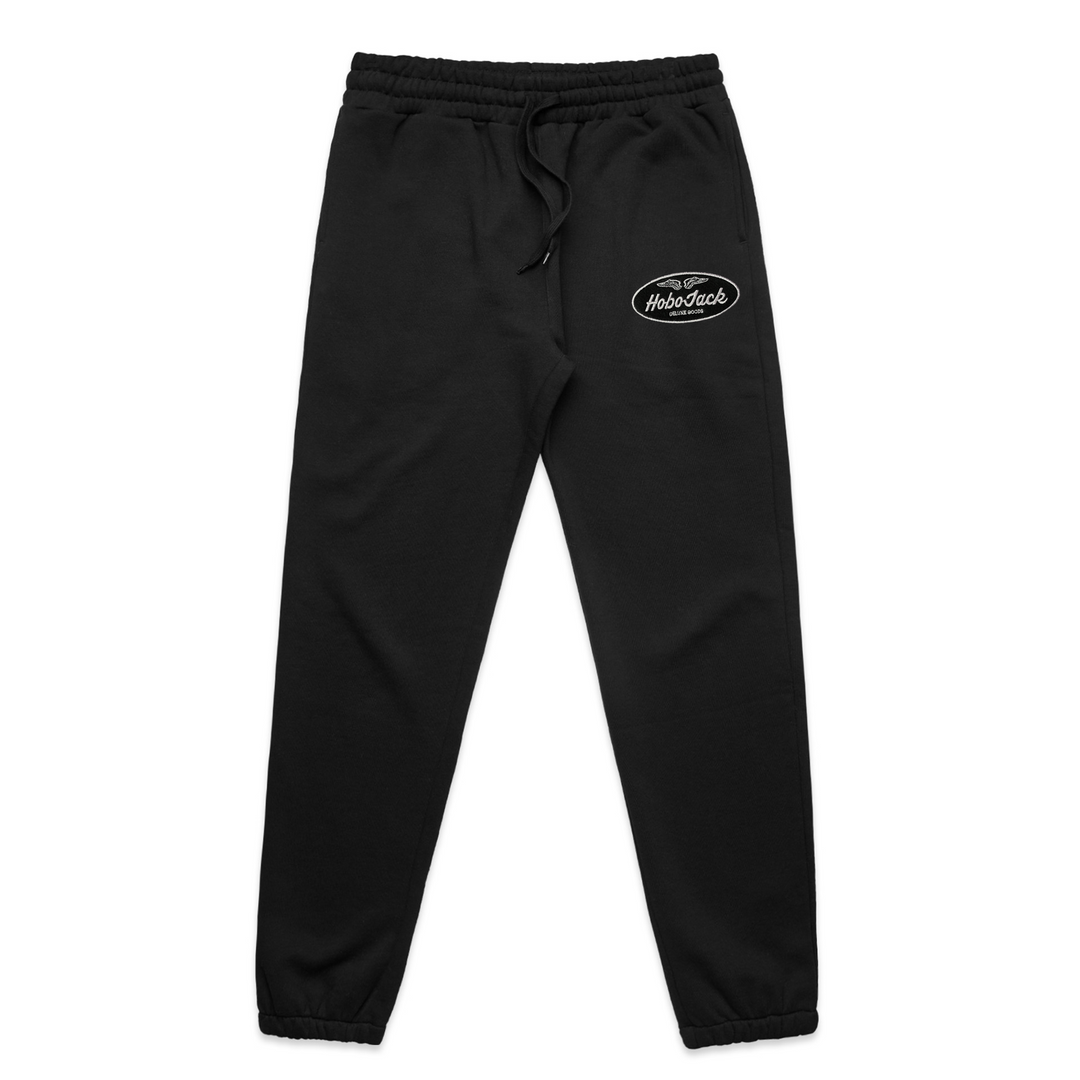 EMBROIDERED EAGLE PATCH JOGGERS - BLACK