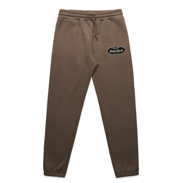 EMBROIDERED EAGLE PATCH JOGGERS - BROWN