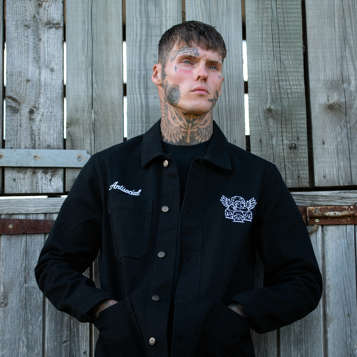 ANTISOCIAL EMBROIDERED CANVAS CHORE JACKET