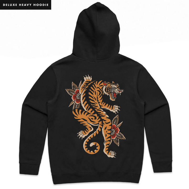 CLIMBING TIGER - HEAVY HOODIE - BLACK