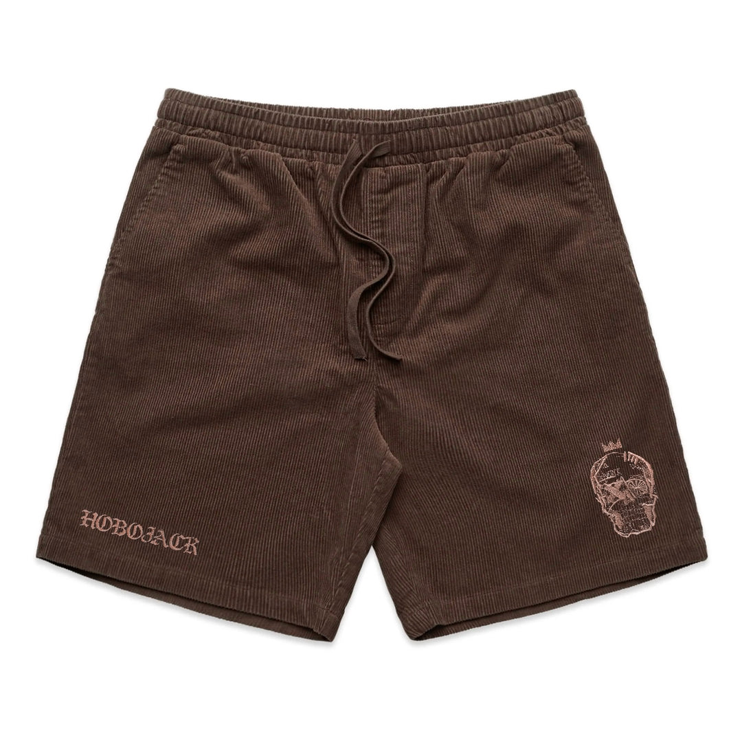 EMBROIDERED CRAZY JACK CORD SHORTS - WALNUT