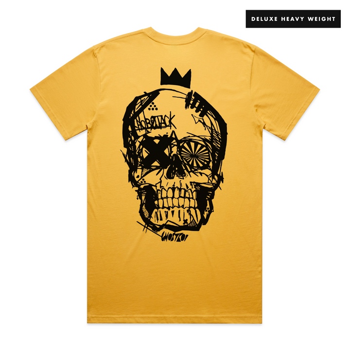 CRAZY JACK - FRONT & BACK - GOLD T-SHIRT - DELUXE HEAVY
