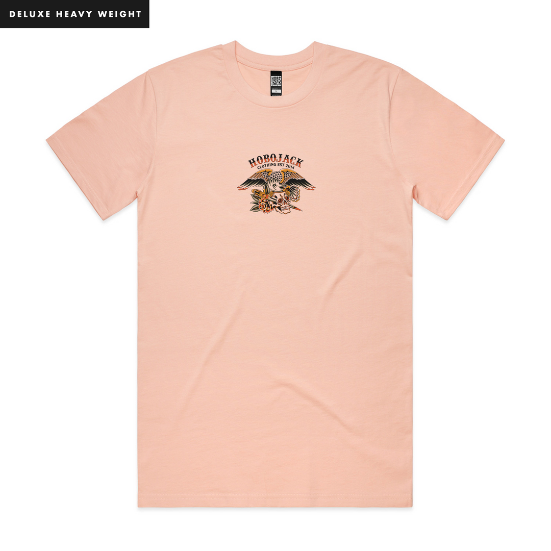 DEATHWING - FRONT & BACK - PALE PINK T-SHIRT - DELUXE HEAVY
