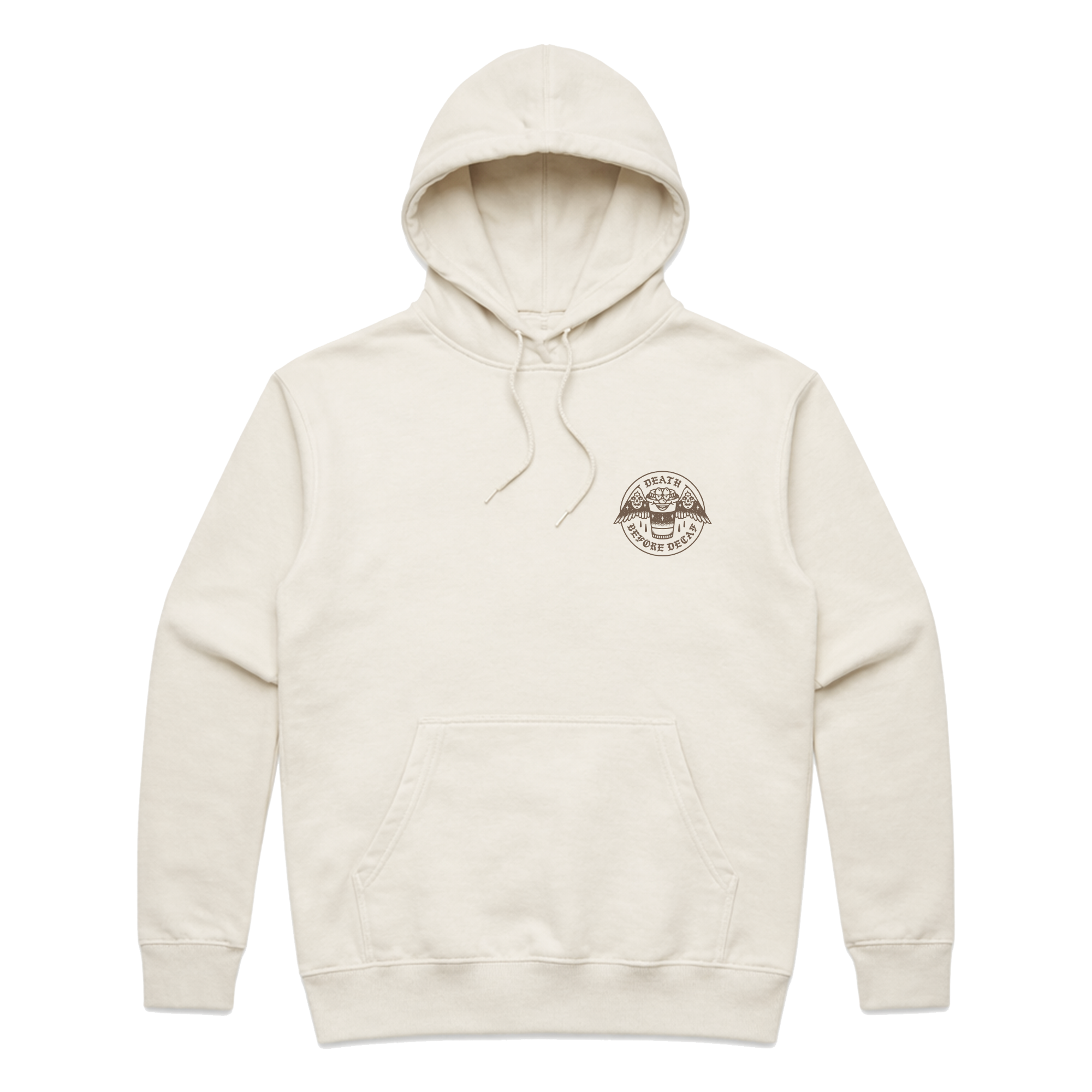 DEATH BEFORE DECAF HOODIE - ECRU