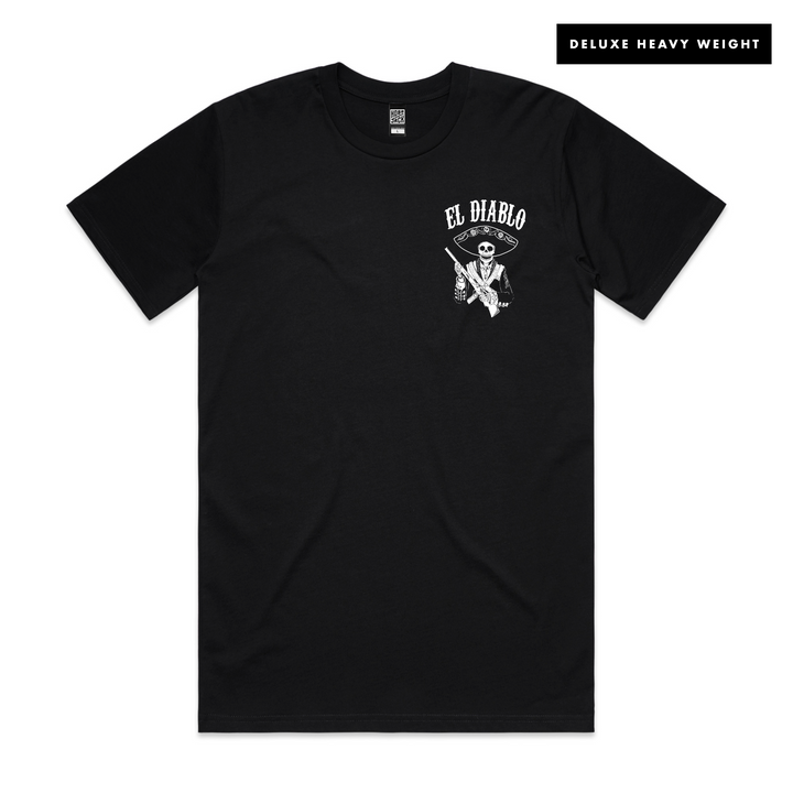 EL DIABLO - FRONT & BACK - BLACK T-SHIRT - DELUXE HEAVY