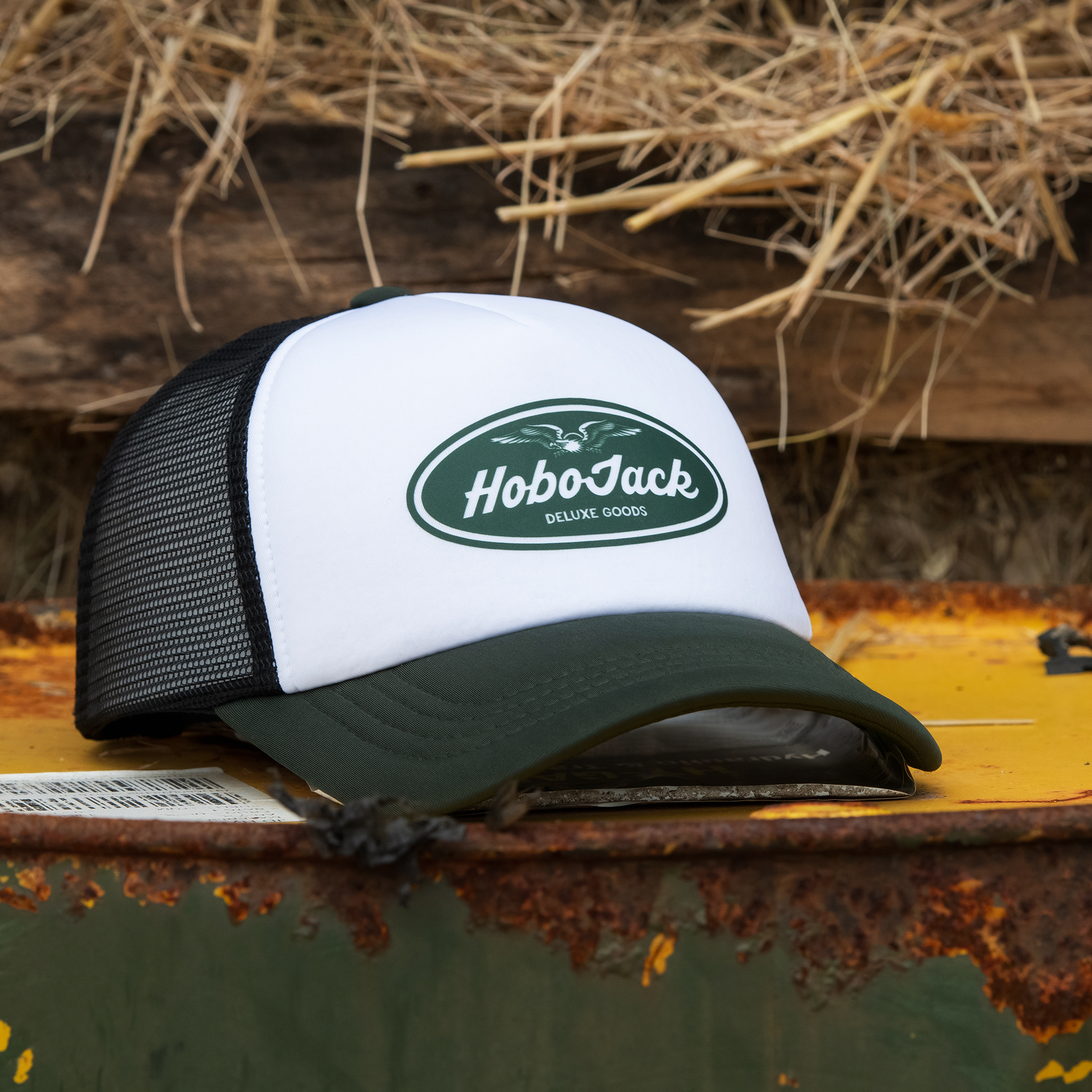 OVAL EAGLE FOAM TRUCKER - OLIVE & BLACK