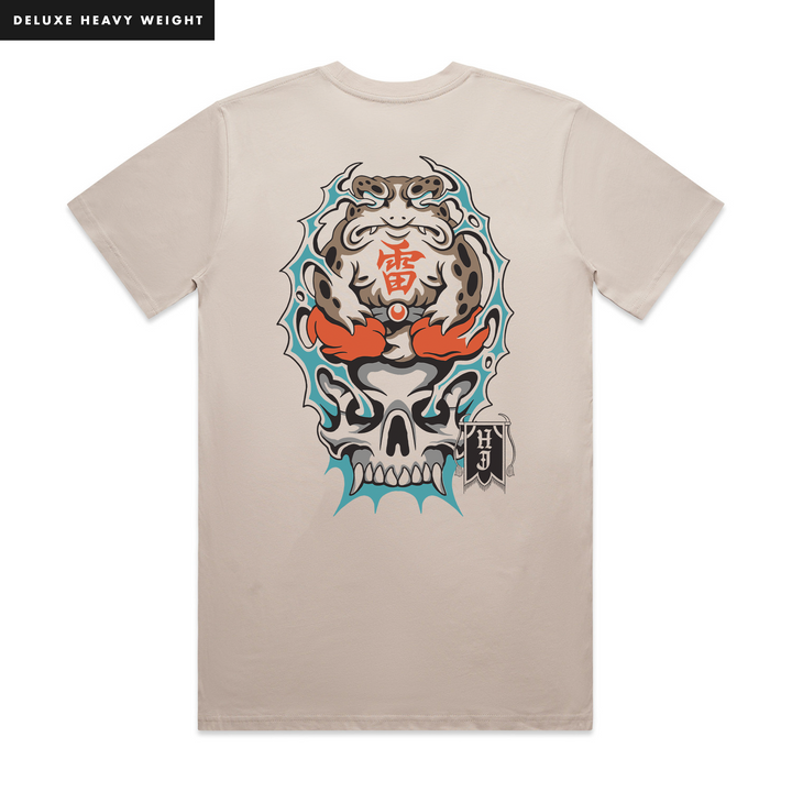 FROG OF WAR - FRONT & BACK - BONE T-SHIRT - DELUXE HEAVY