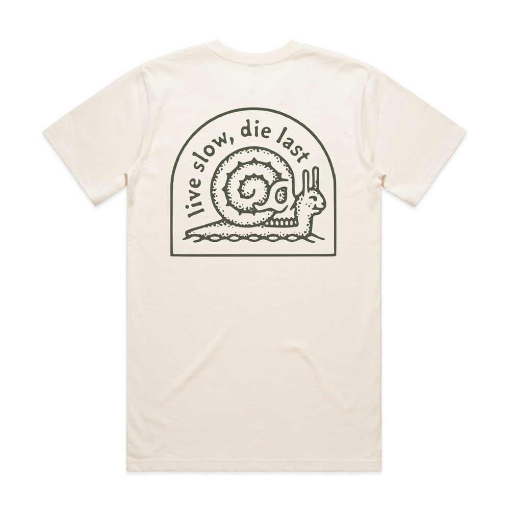 LIVE SLOW, DIE LAST FRONT & BACK - ECRU T-SHIRT
