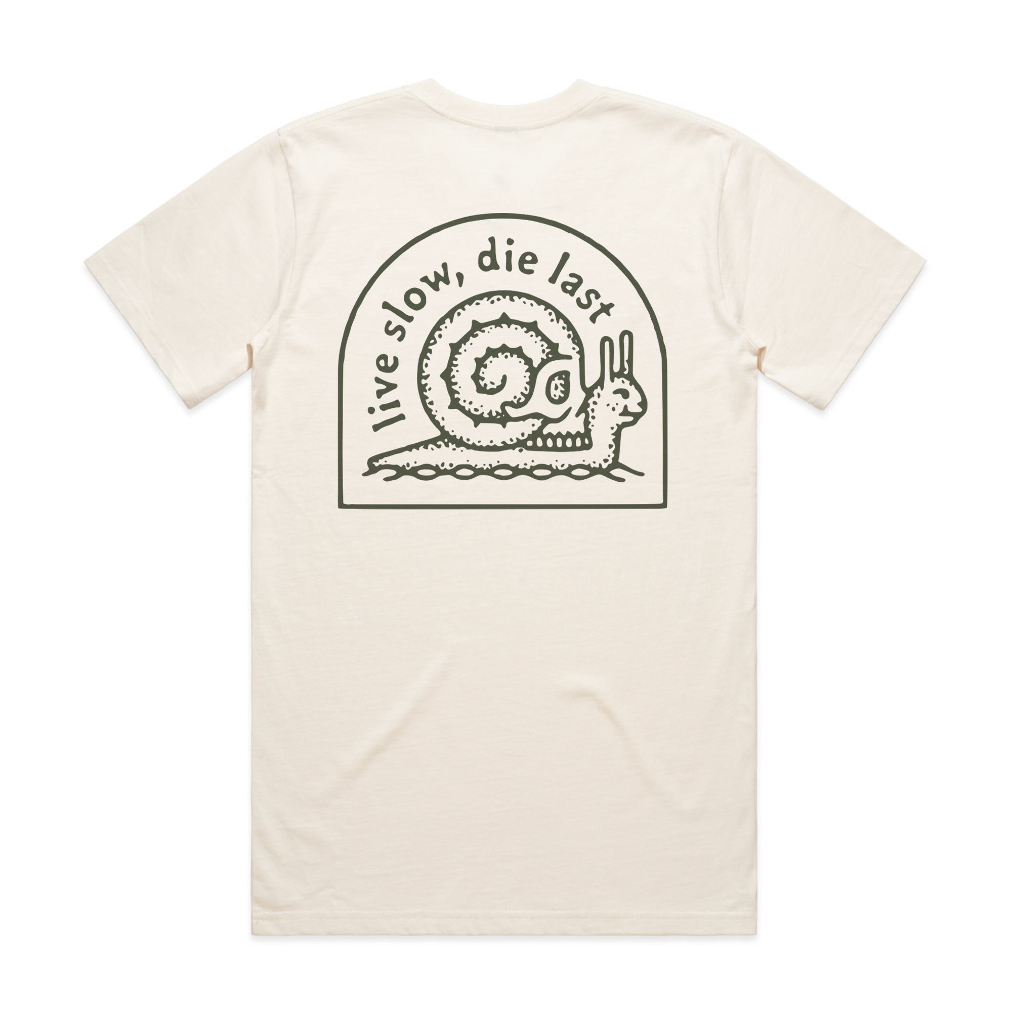 LIVE SLOW, DIE LAST FRONT & BACK - ECRU T-SHIRT-1