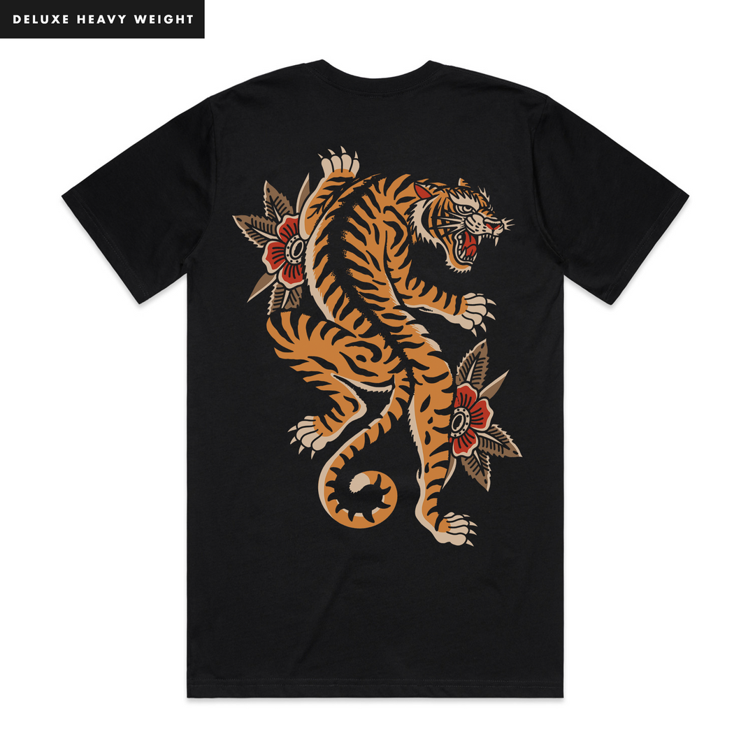 CLIMBING TIGER - FRONT & BACK T-SHIRT - DELUXE HEAVY