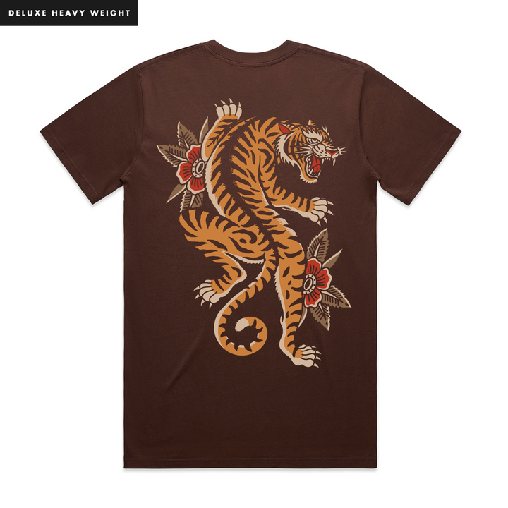 CLIMBING TIGER - FRONT & BACK T-SHIRT - DELUXE HEAVY
