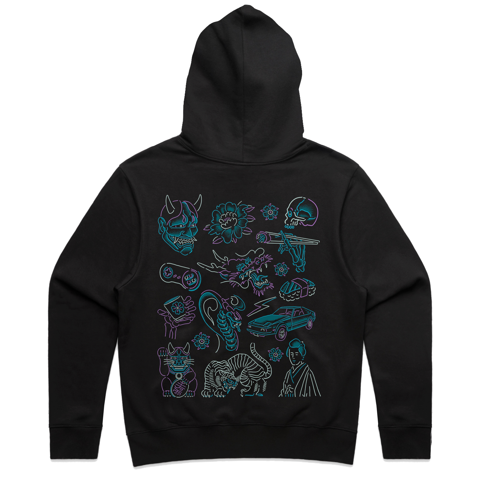 TOKYO NIGHTS DELUXE HOODIE - BLACK