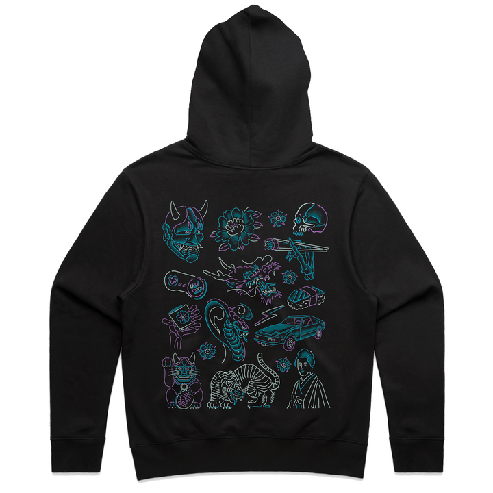 TOKYO NIGHTS DELUXE HOODIE - BLACK