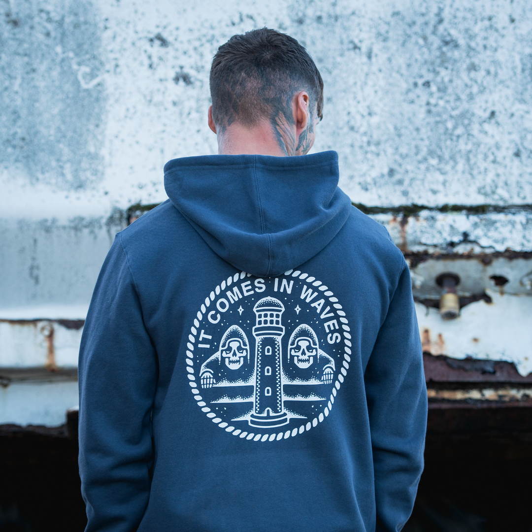 IT COMES IN WAVES - HEAVY HOODIE - PETROL