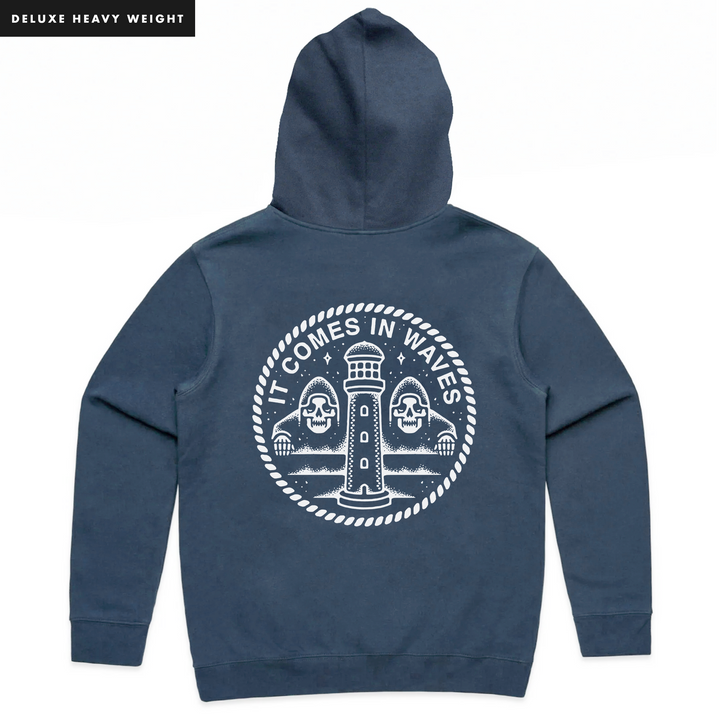IT COMES IN WAVES - HEAVY HOODIE - PETROL