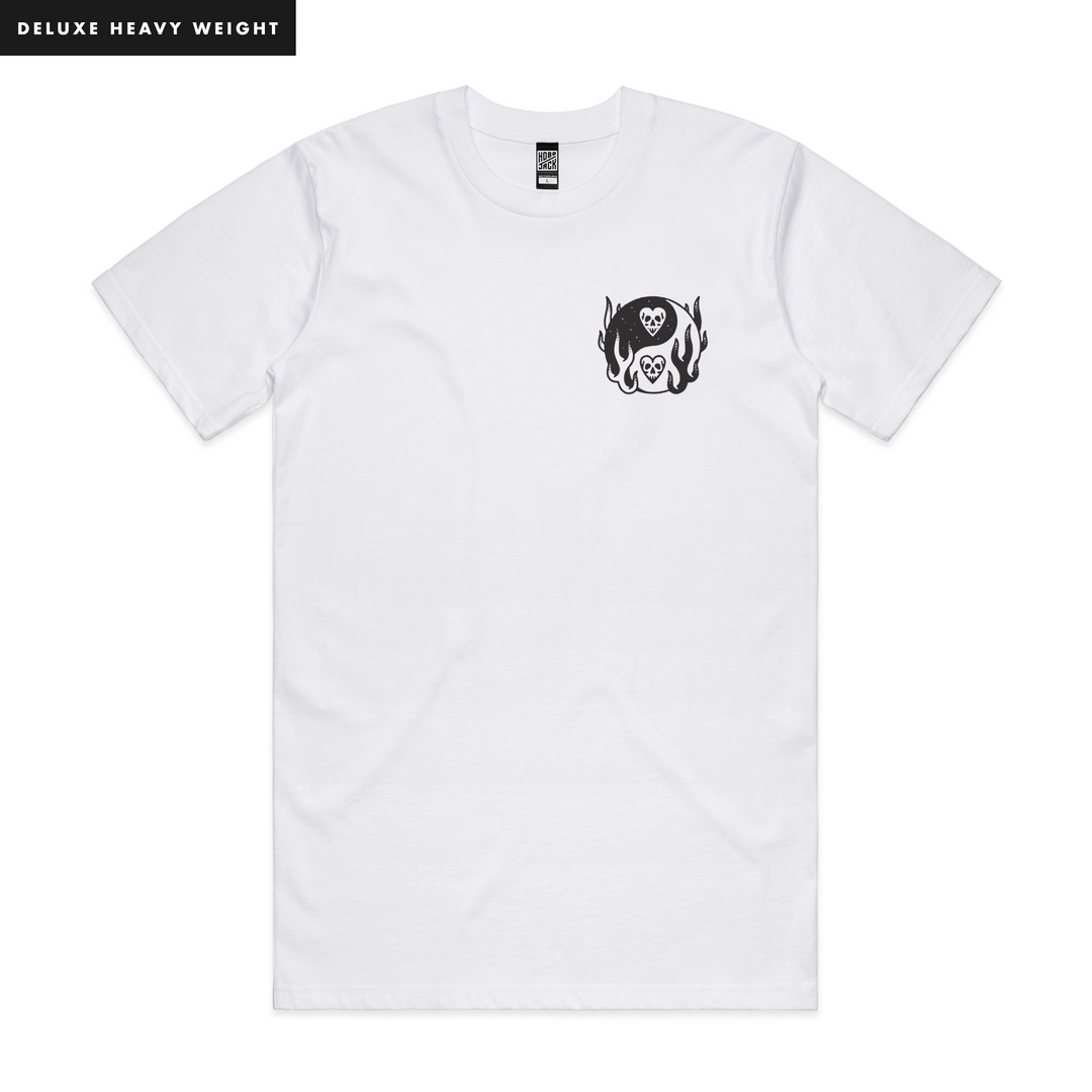 KARMA - FRONT & BACK - WHITE T-SHIRT - DELUXE HEAVY