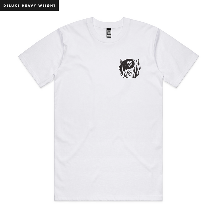 KARMA - FRONT & BACK - WHITE T-SHIRT - DELUXE HEAVY