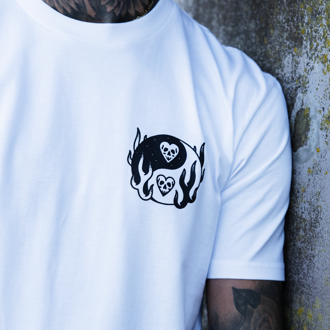 KARMA - FRONT & BACK - WHITE T-SHIRT - DELUXE HEAVY