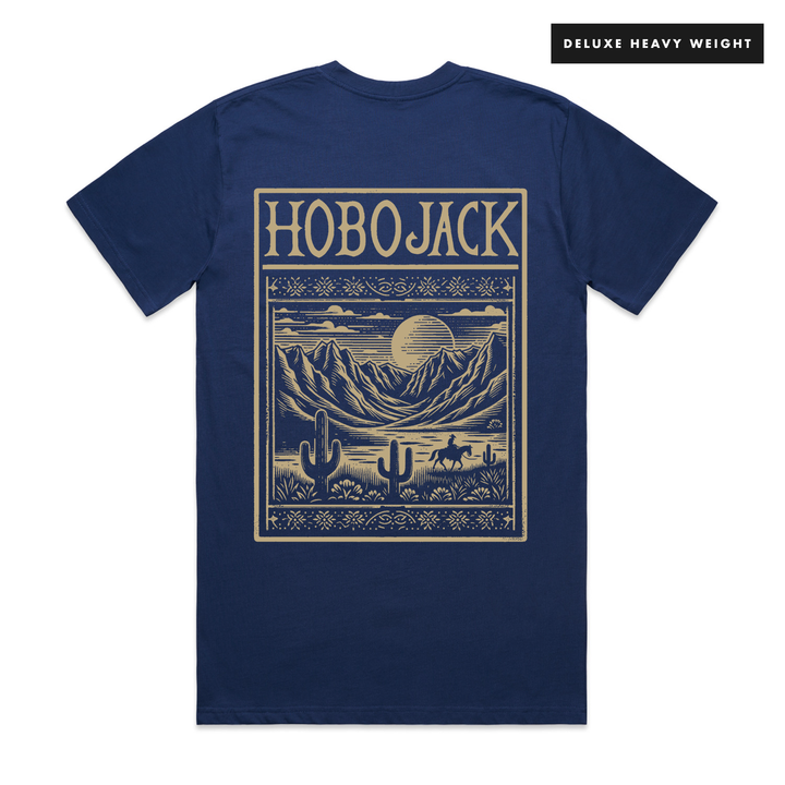 MOUNTAIN JACK - FRONT & BACK - NAVY T-SHIRT - DELUXE HEAVY