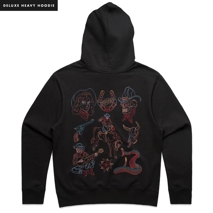 WESTERN FLASH SHEET - HEAVY HOODIE - BLACK