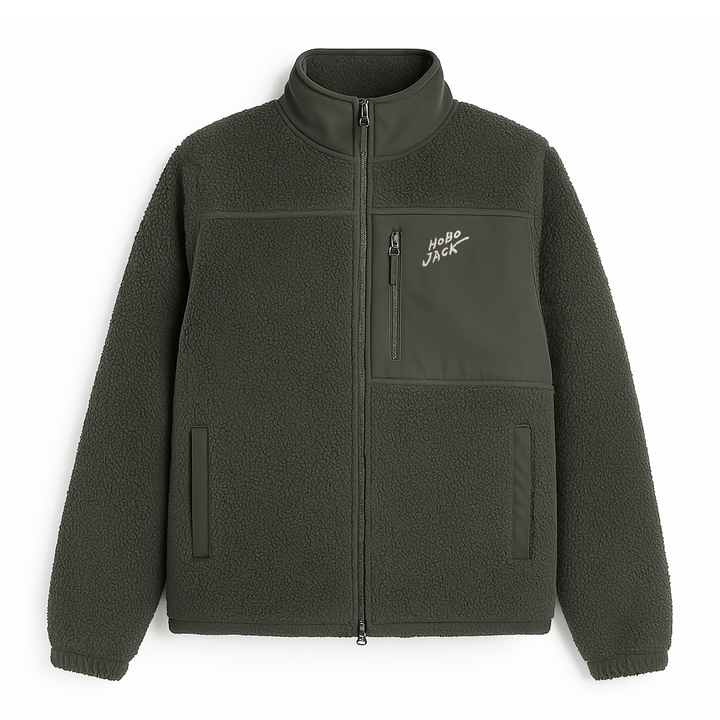 SHERPA FLEECE JACKET - OLIVE