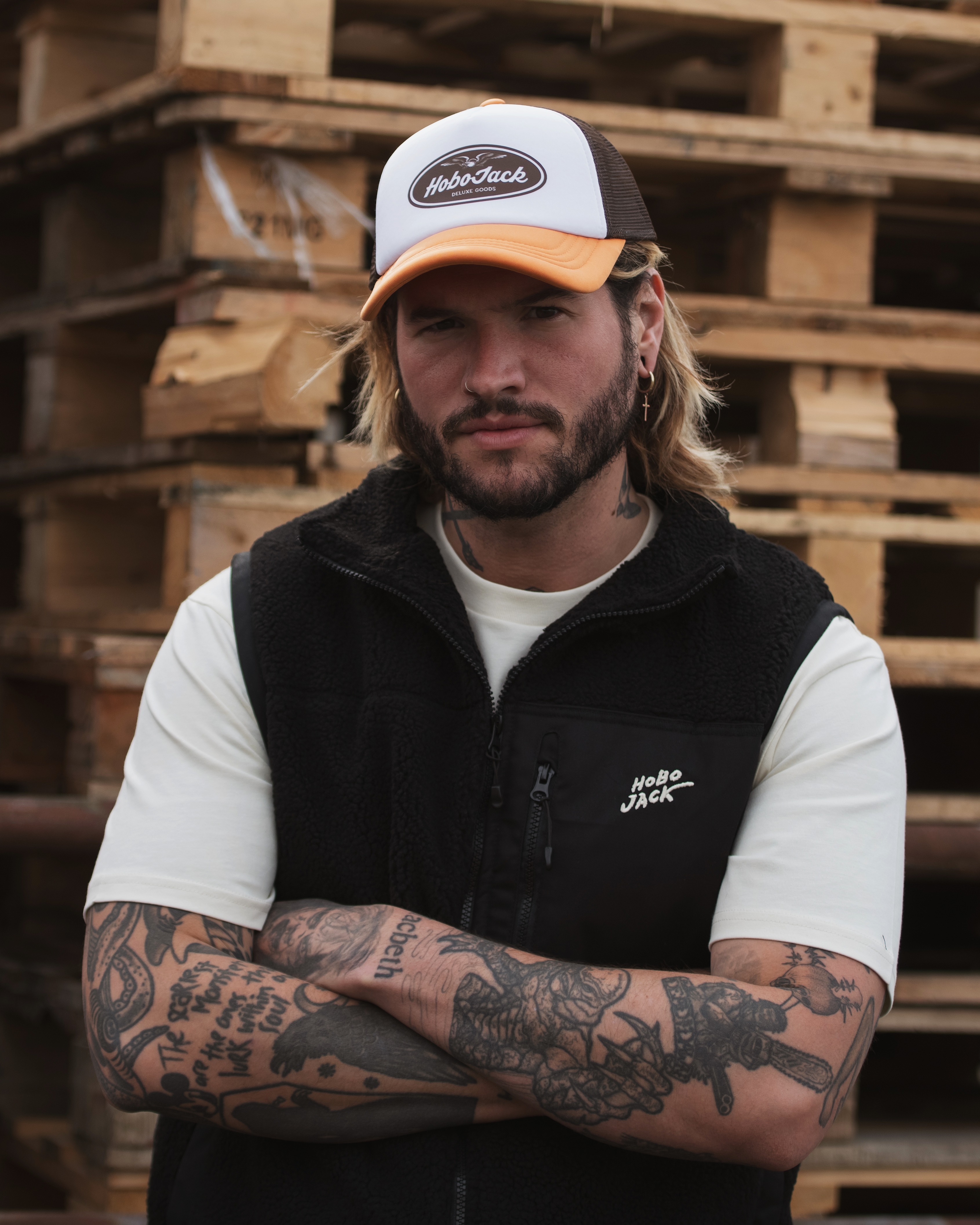 OVAL EAGLE FOAM TRUCKER - BROWN & ORANGE-4