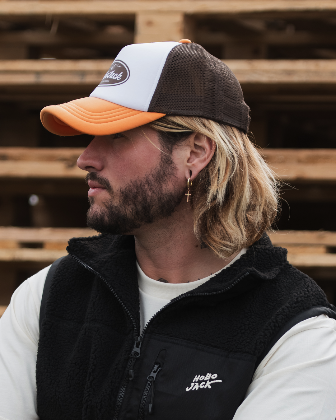 OVAL EAGLE FOAM TRUCKER - BROWN & ORANGE