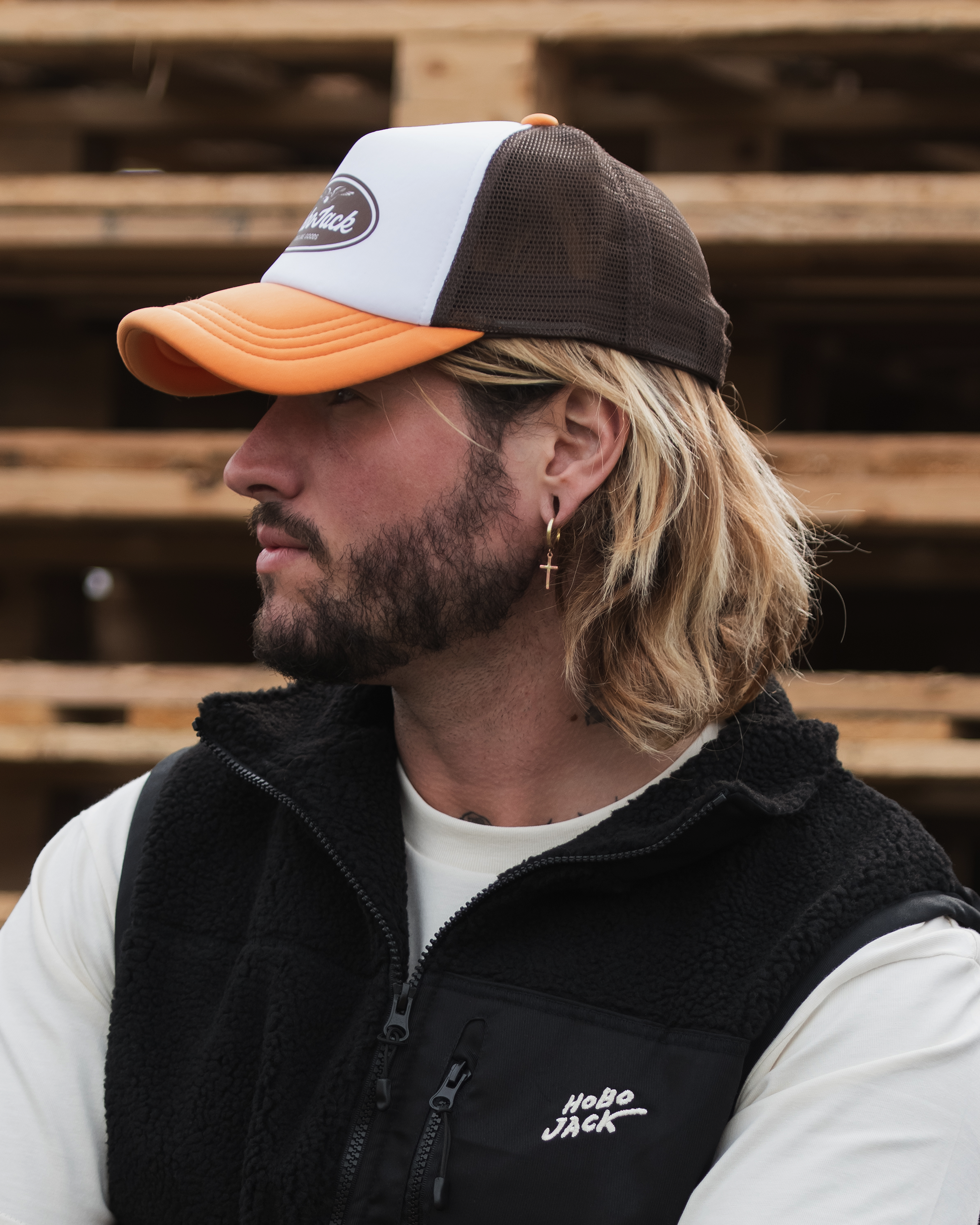 OVAL EAGLE FOAM TRUCKER - BROWN & ORANGE-5
