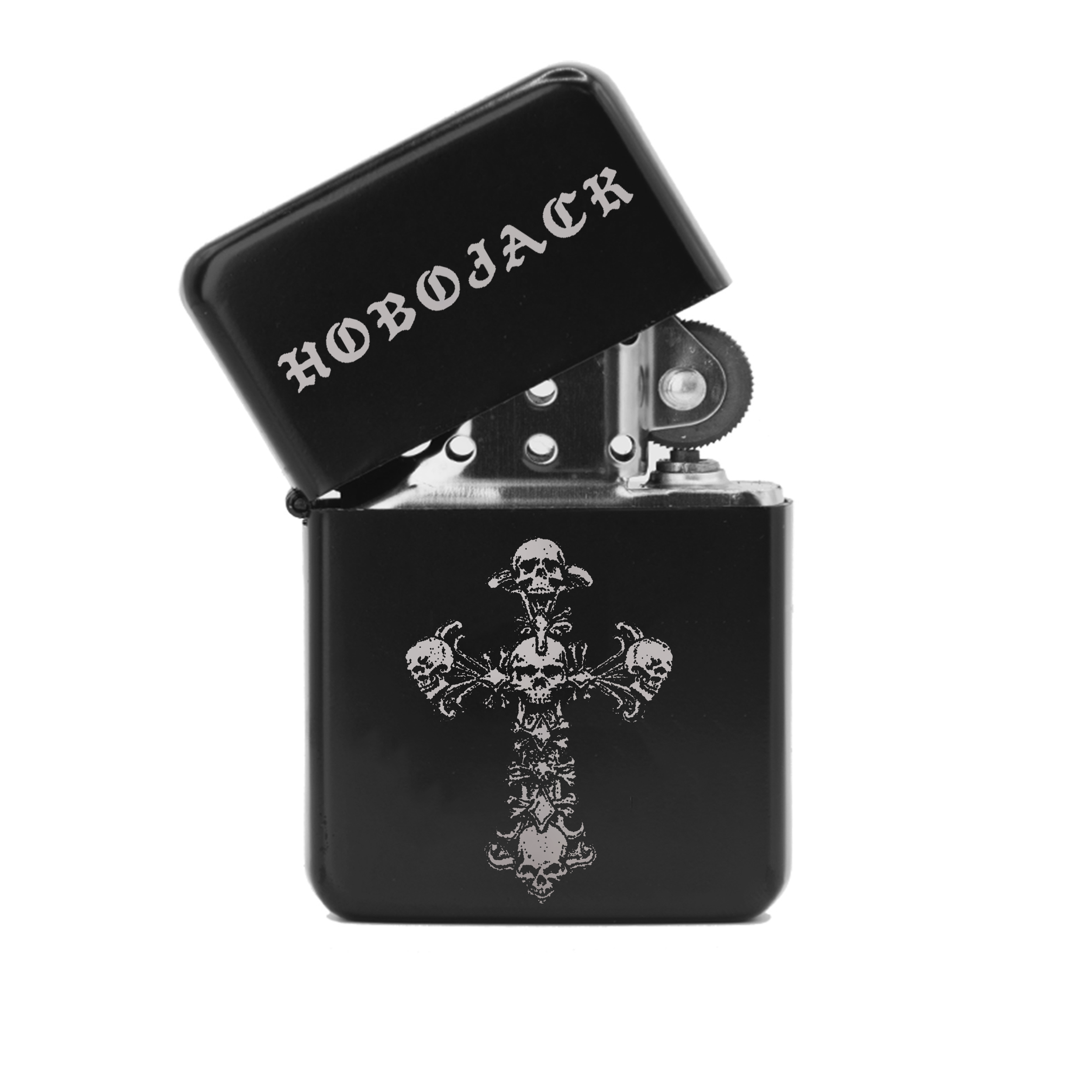 SKULL + BONES - MATTE BLACK METAL LIGHTER-2
