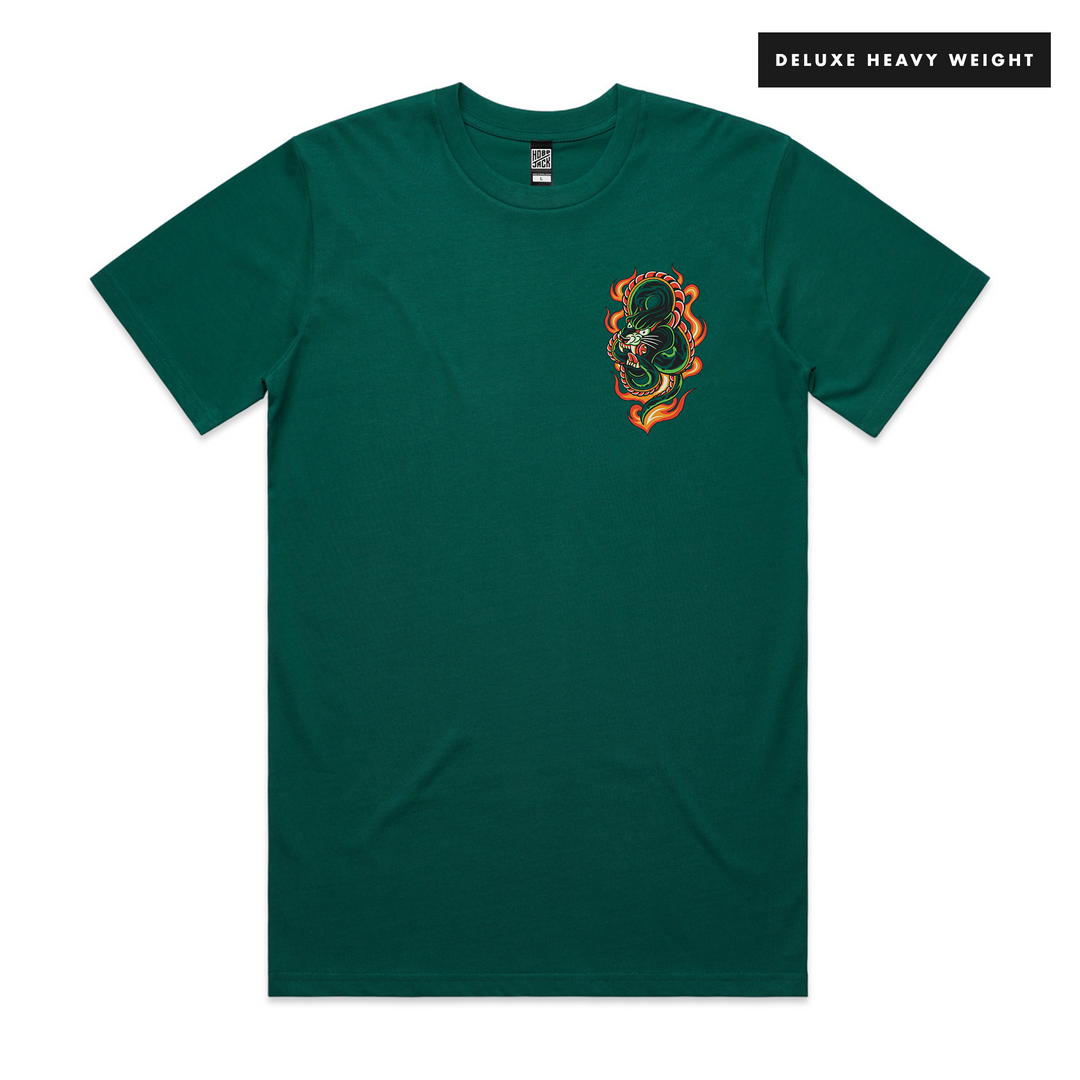 TOXIC FLAME - POCKET - JADE GREEN T-SHIRT - DELUXE HEAVY