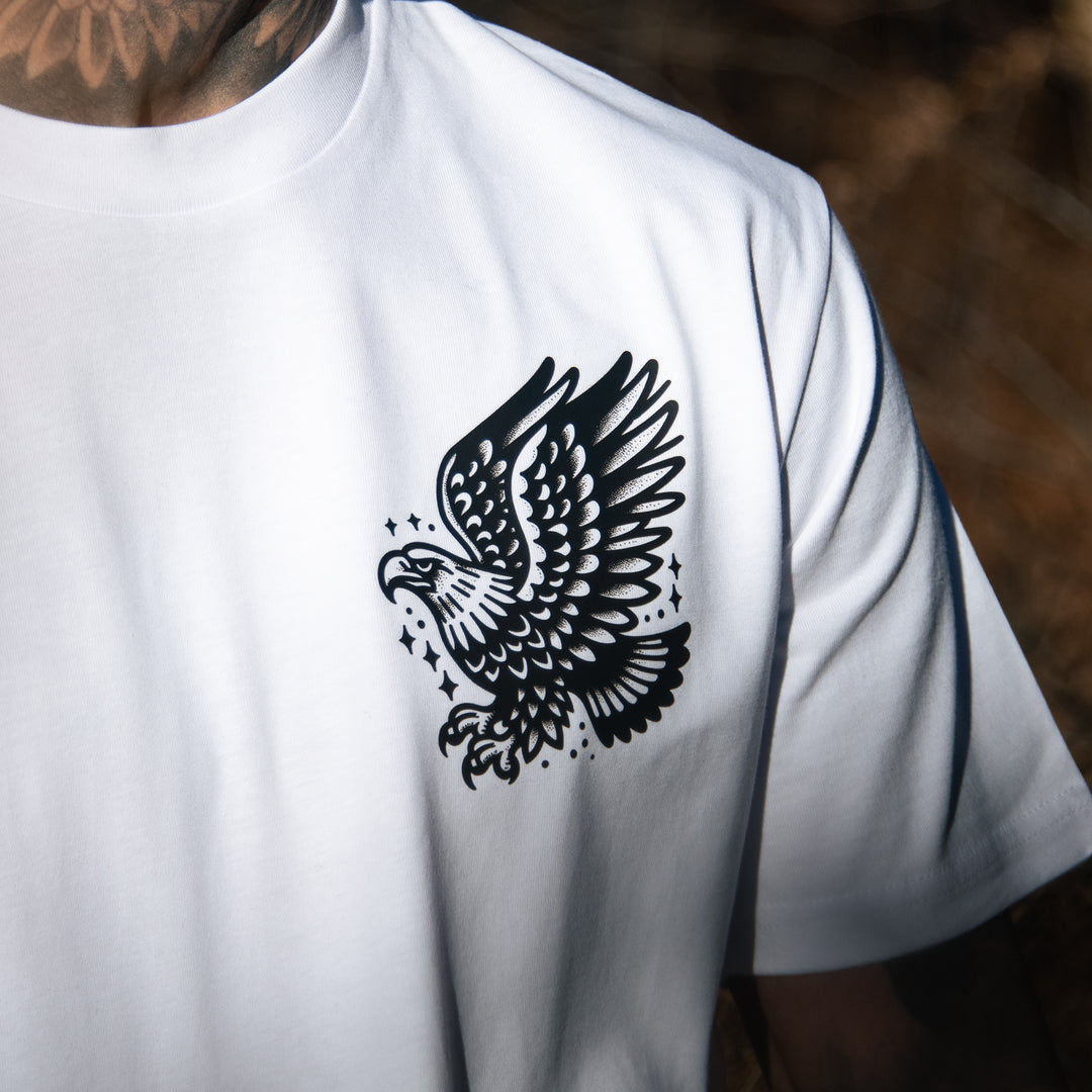 FREE SPIRIT - WHITE POCKET T-SHIRT - DELUXE HEAVY