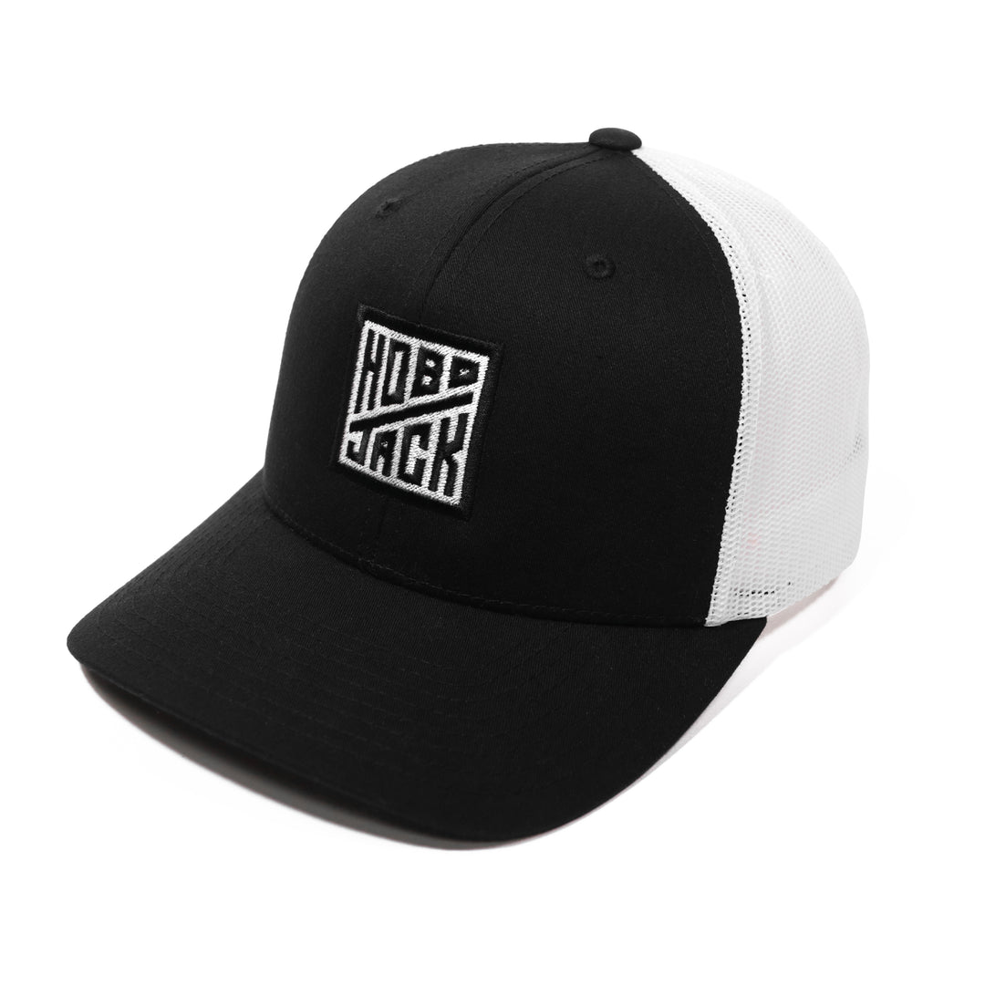 EMBLEM TRUCKER CAP DELUXE - BLACK & WHITE