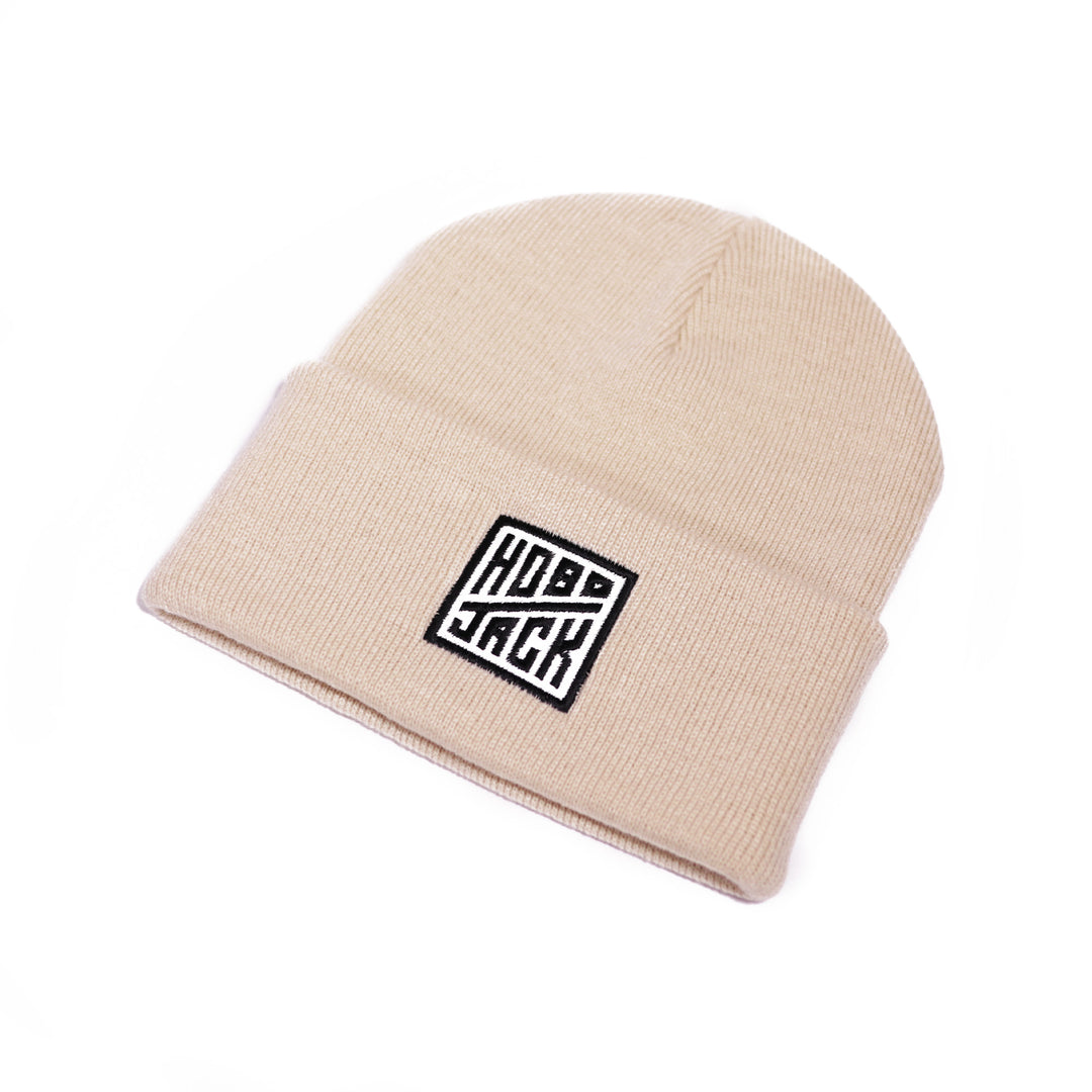 EMBROIDERED LOGO ESSENTIAL BEANIE - OFF WHITE
