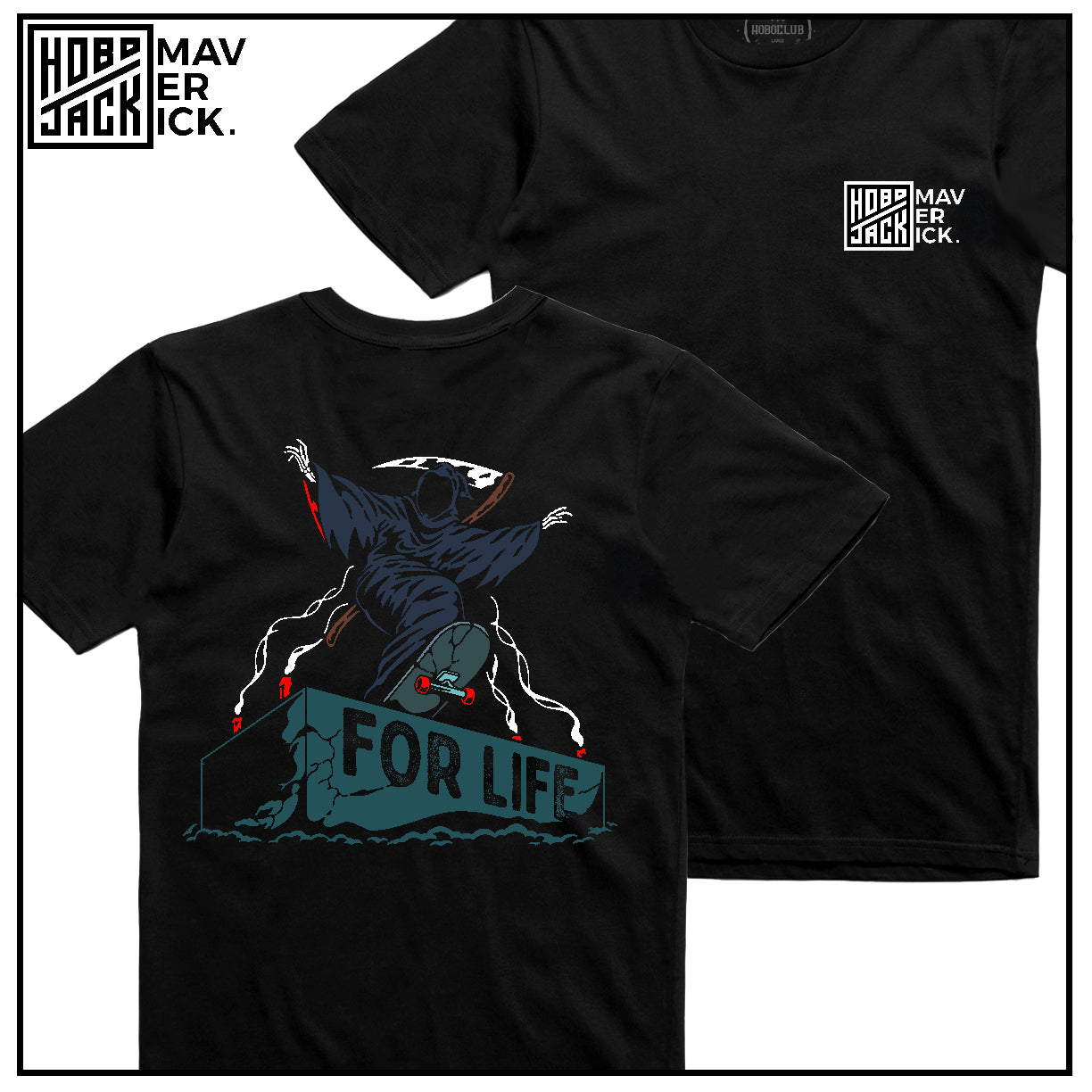 X MAVERICK SKATEPARKS Collab - For Life - Black T-Shirt - 100 LTD EDITION-1